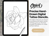 Rose | 1a generazione | Stencil per tatuaggi | Pro-creazione e download di PDF