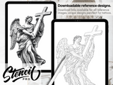 Statua | 2a generazione | Stencil per tatuaggi | Pro-creazione e download di PDF