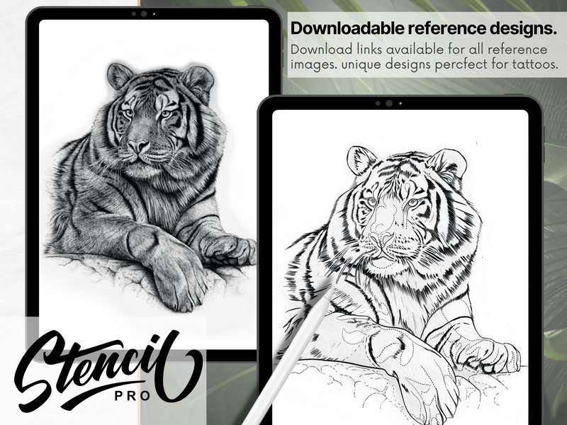 Tigers | Procreate & PDF Pre-drawn Tattoo Stencils | 1st Gen
