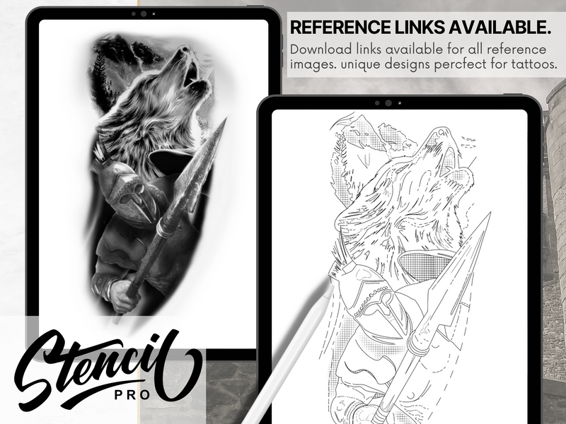 Römischer Krieger | 1. Generation | Tattoo-Schablonen | Pro-Create & PDF-Download